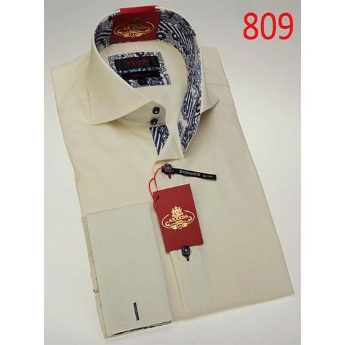 Axxess Cream Cotton Modern Fit Dress Shirt 809